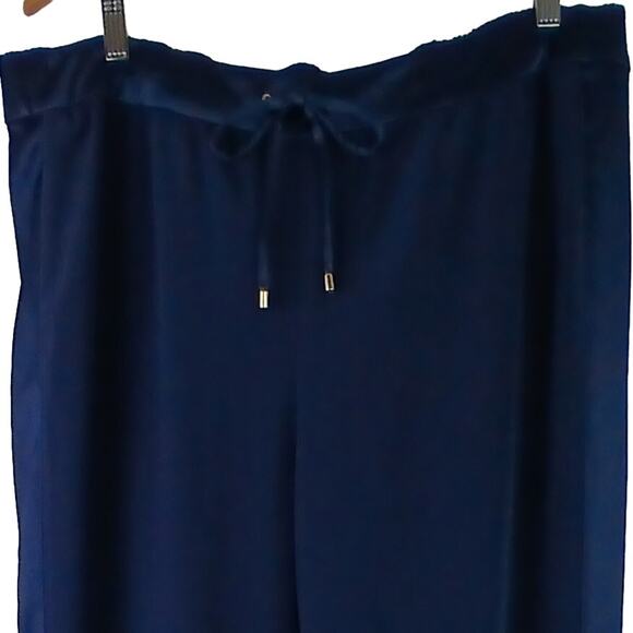 Black Label By Chico's SZ 3 (XL-16) Navy Blue Pull On Ankle Pants Silky Trim - Picture 3 of 8